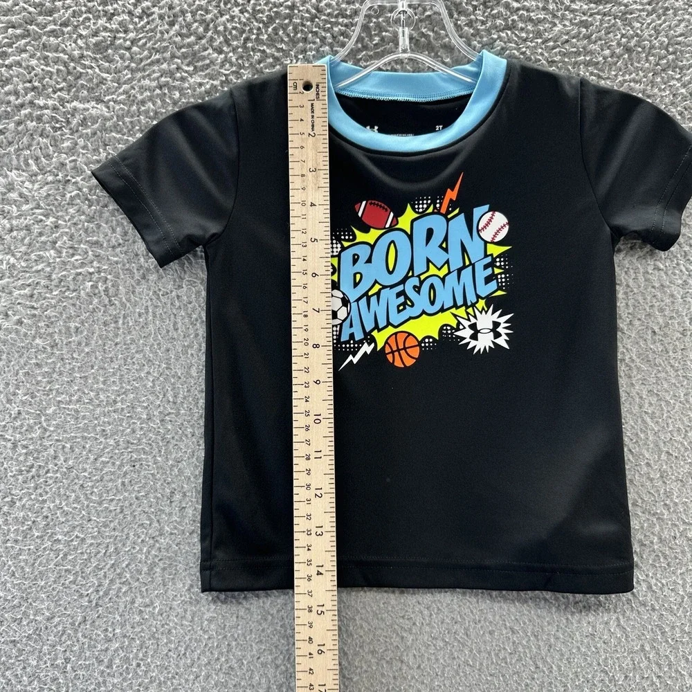 Under Armour T-Shirt Boys Size 2T  Black Short Sleeve Graphic T Shirt Boys 2T